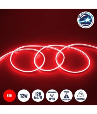 GLOBOSTAR® NEOVALE 70573 Ταινία Neon Flex LED 12W-m 600lm-m 120° DC 220-240V Αδιάβροχο IP65 120 x SMD2835 Chip-m Κόκκινο Dimmable - Sanan SMD Chip - Μ100 x Π0.8 x Υ1.6cm - 3 Χρόνια Εγγύηση